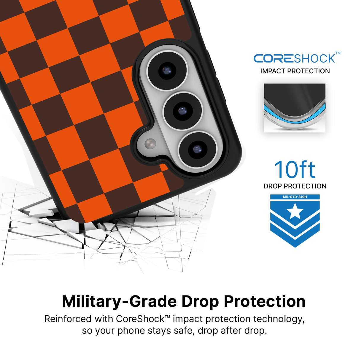 Amber Pop Samsung Galaxy S26 case with 10ft military-grade drop protection