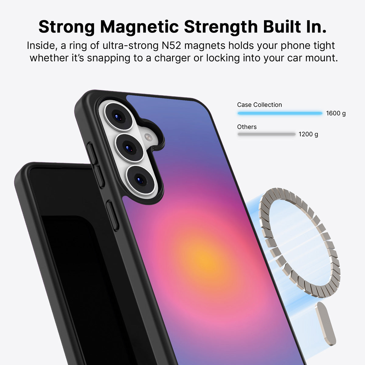 Samsung Galaxy S26 Plus Qi2 magnetic case with N52 magnets – Aura Glow design