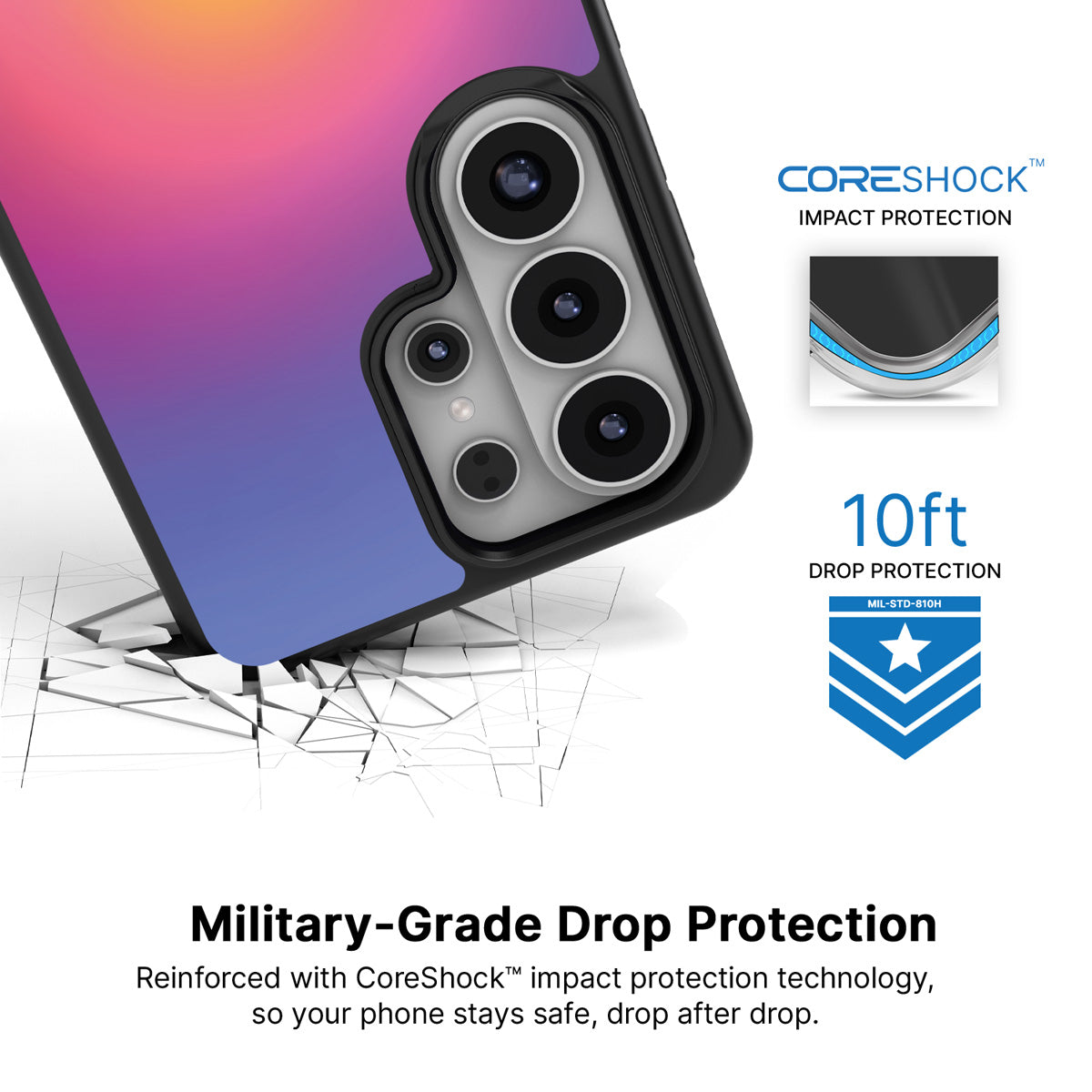 Aura Glow Samsung Galaxy S26 Ultra case with 10ft military-grade drop protection