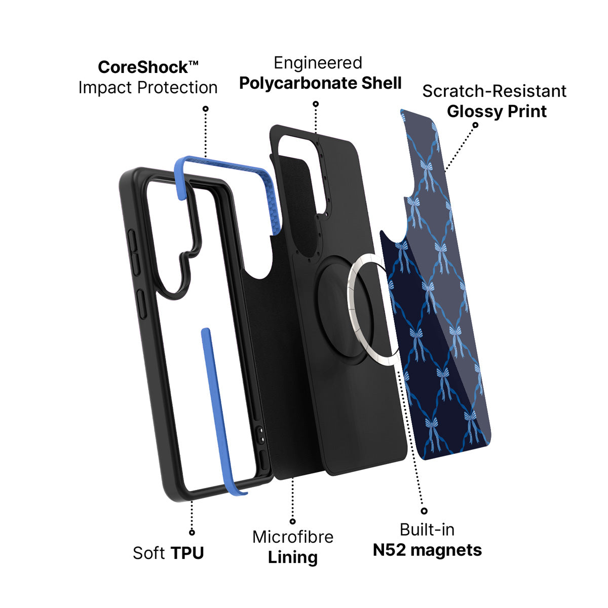 Samsung Galaxy S26 Ultra case construction and features – Azure Elegance phone case