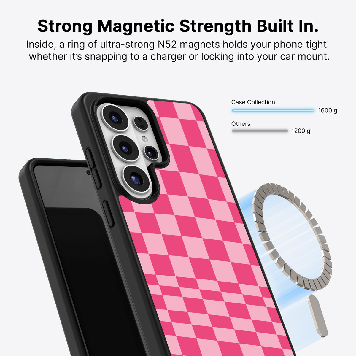 Samsung Galaxy S26 Ultra Qi2 magnetic case with N52 magnets – Candy Check design