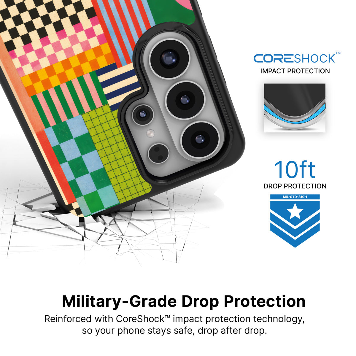 Carnival Quilt Samsung Galaxy S26 Ultra case with 10ft military-grade drop protection