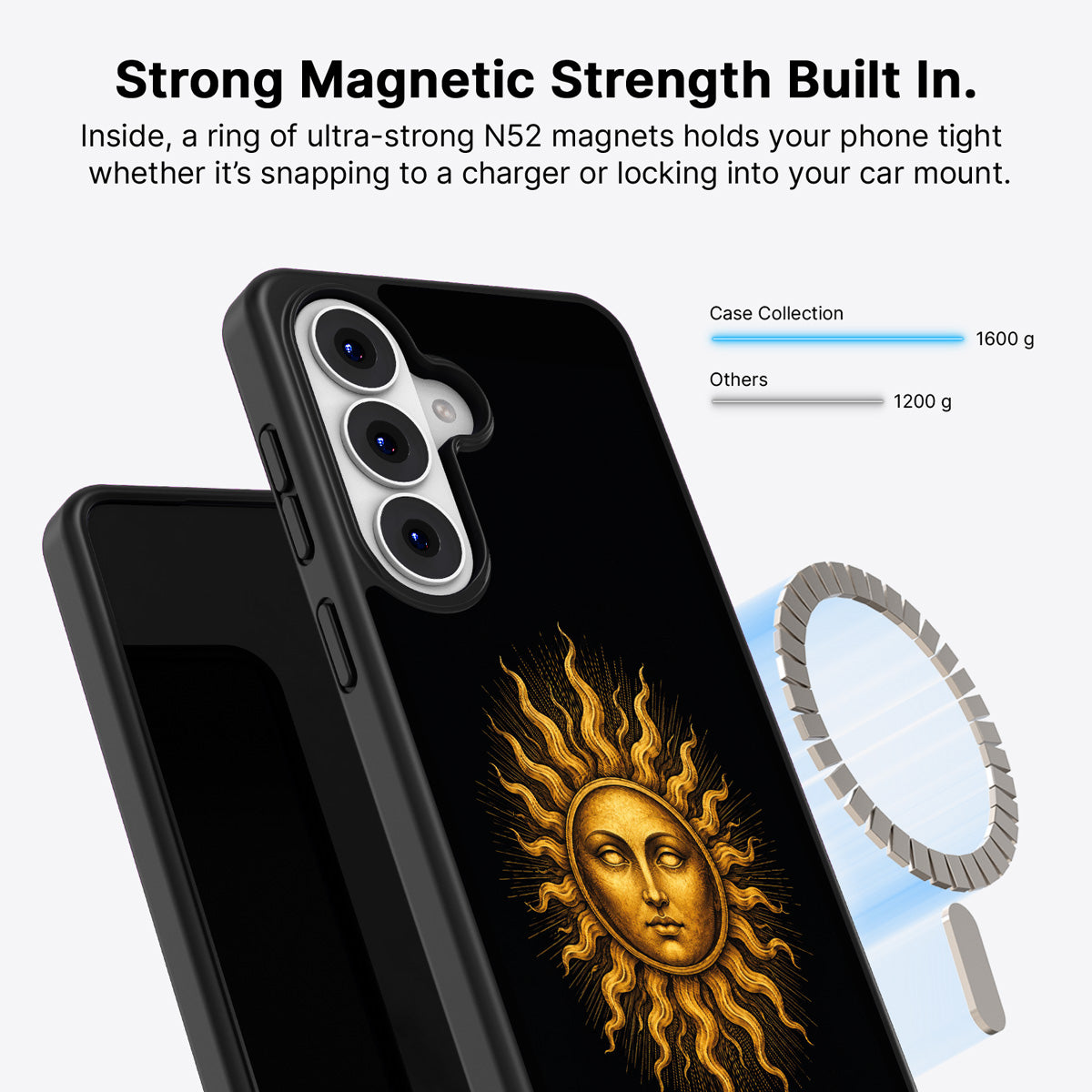 Samsung Galaxy S26 Plus Qi2 magnetic case with N52 magnets – Celestial Sun design