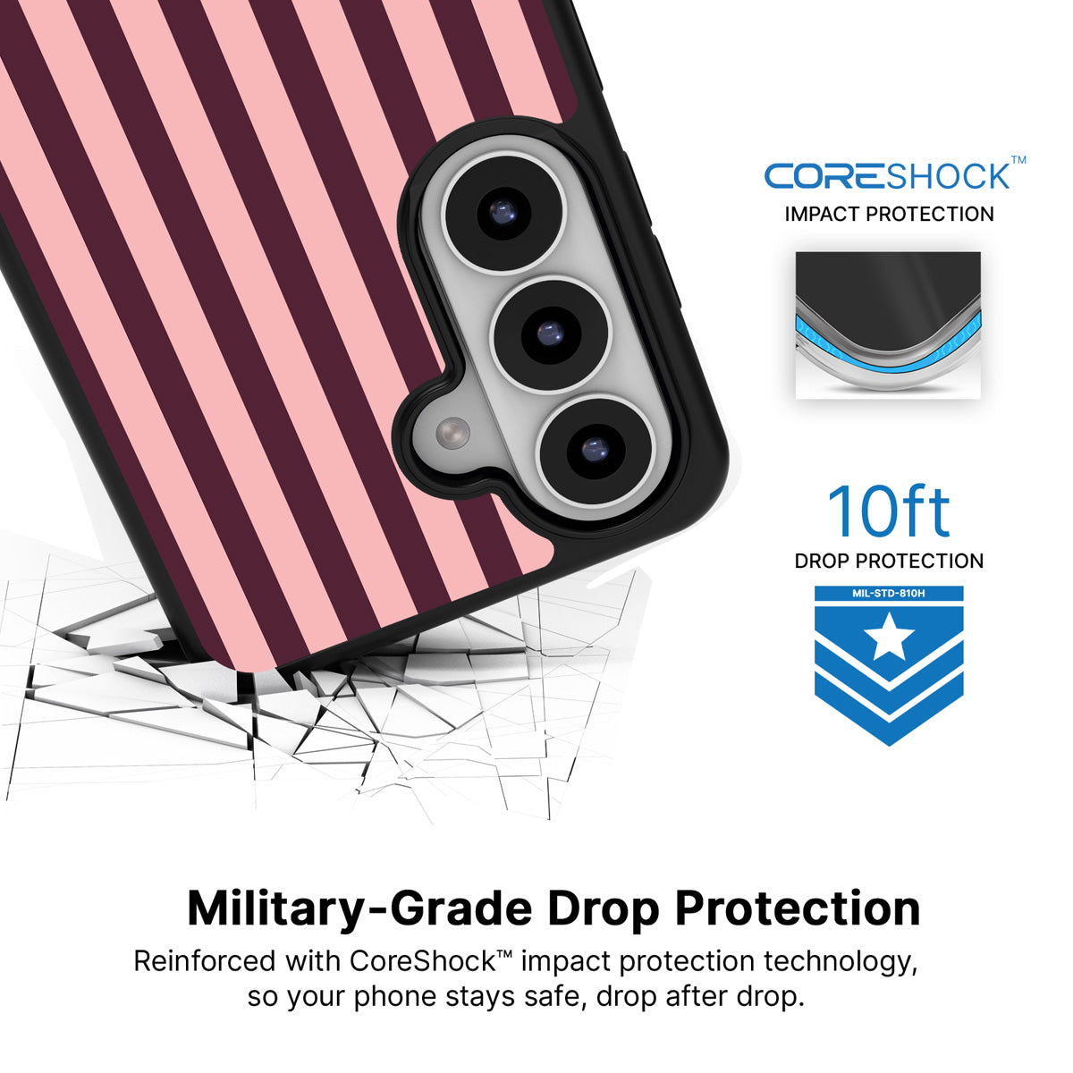 Claret Awning Samsung Galaxy S26 case with 10ft military-grade drop protection