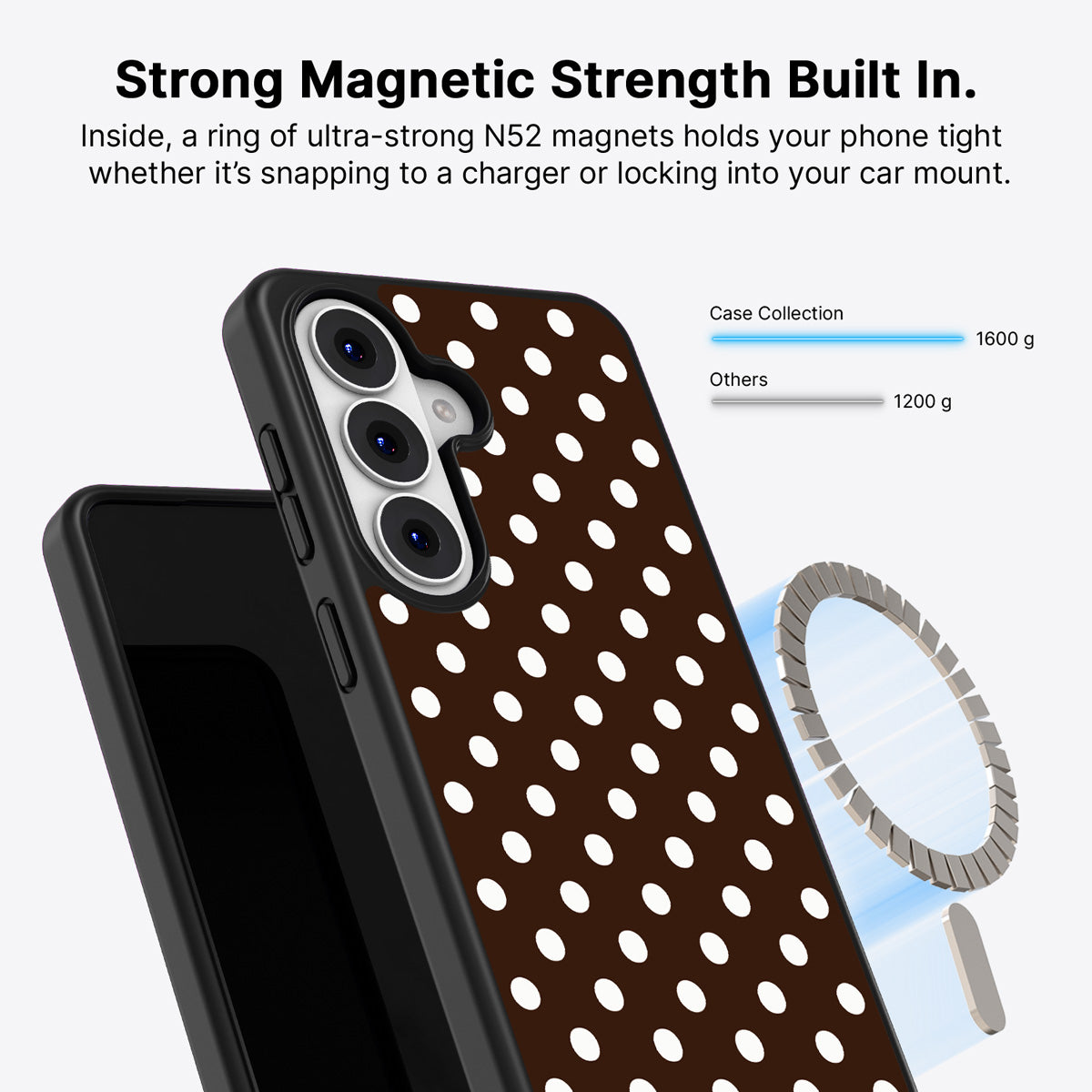 Samsung Galaxy S26 Qi2 magnetic case with N52 magnets – Cocoa Confetti design