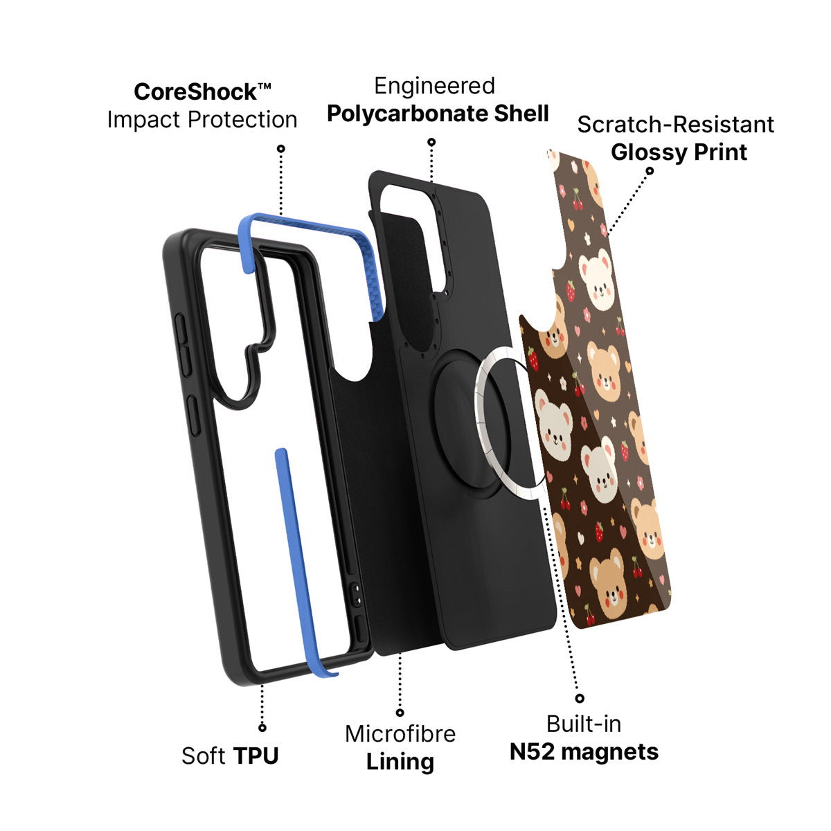 Samsung Galaxy S26 Ultra case construction and features – Cocoa Cuddles phone case