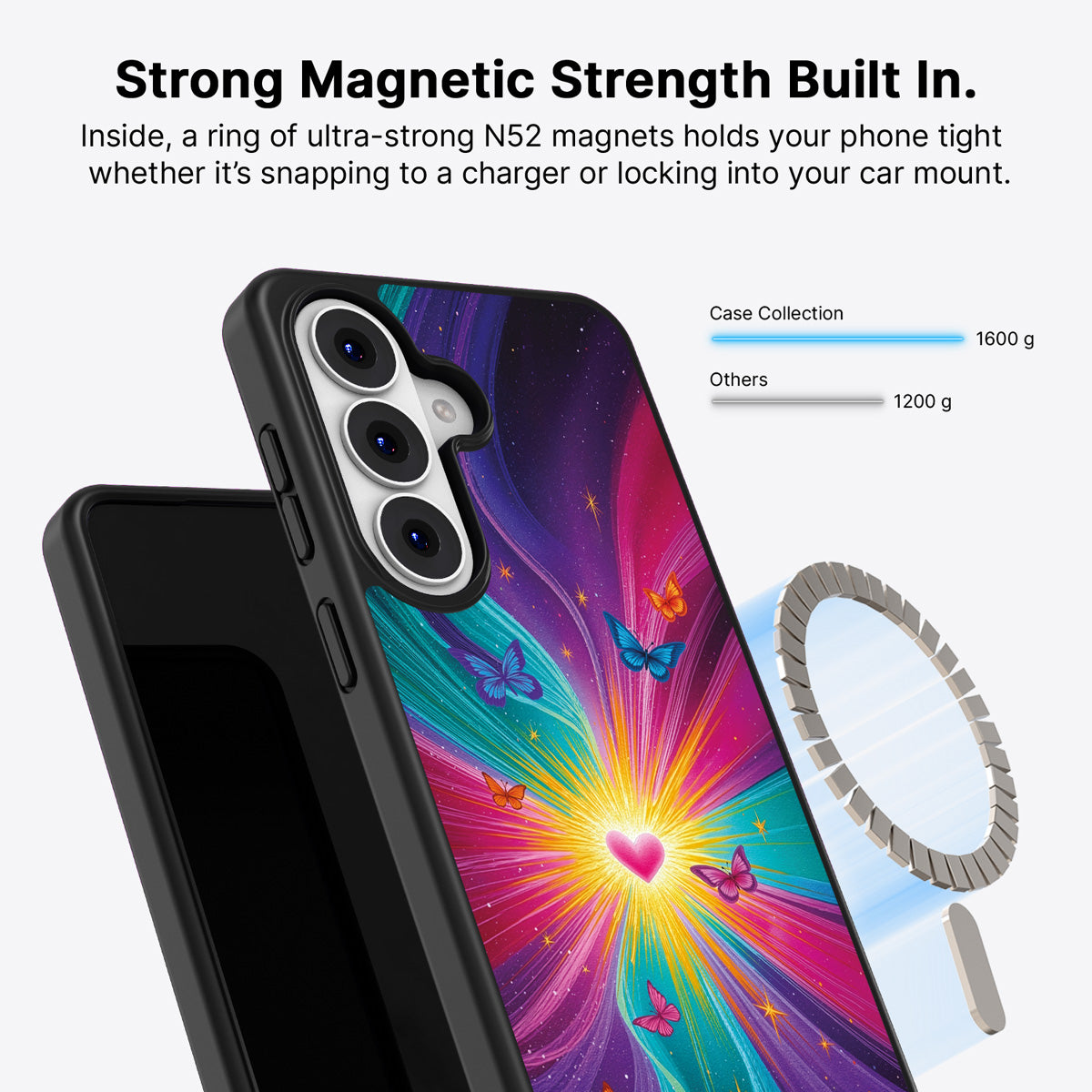 Samsung Galaxy S26 Qi2 magnetic case with N52 magnets – Cosmic Aura design
