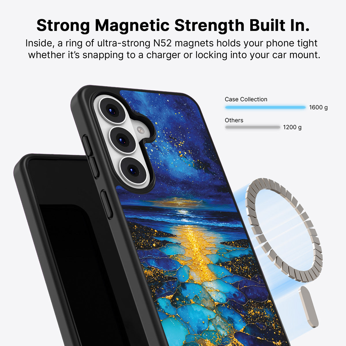 Samsung Galaxy S26 Qi2 magnetic case with N52 magnets – Cosmic Seascape design
