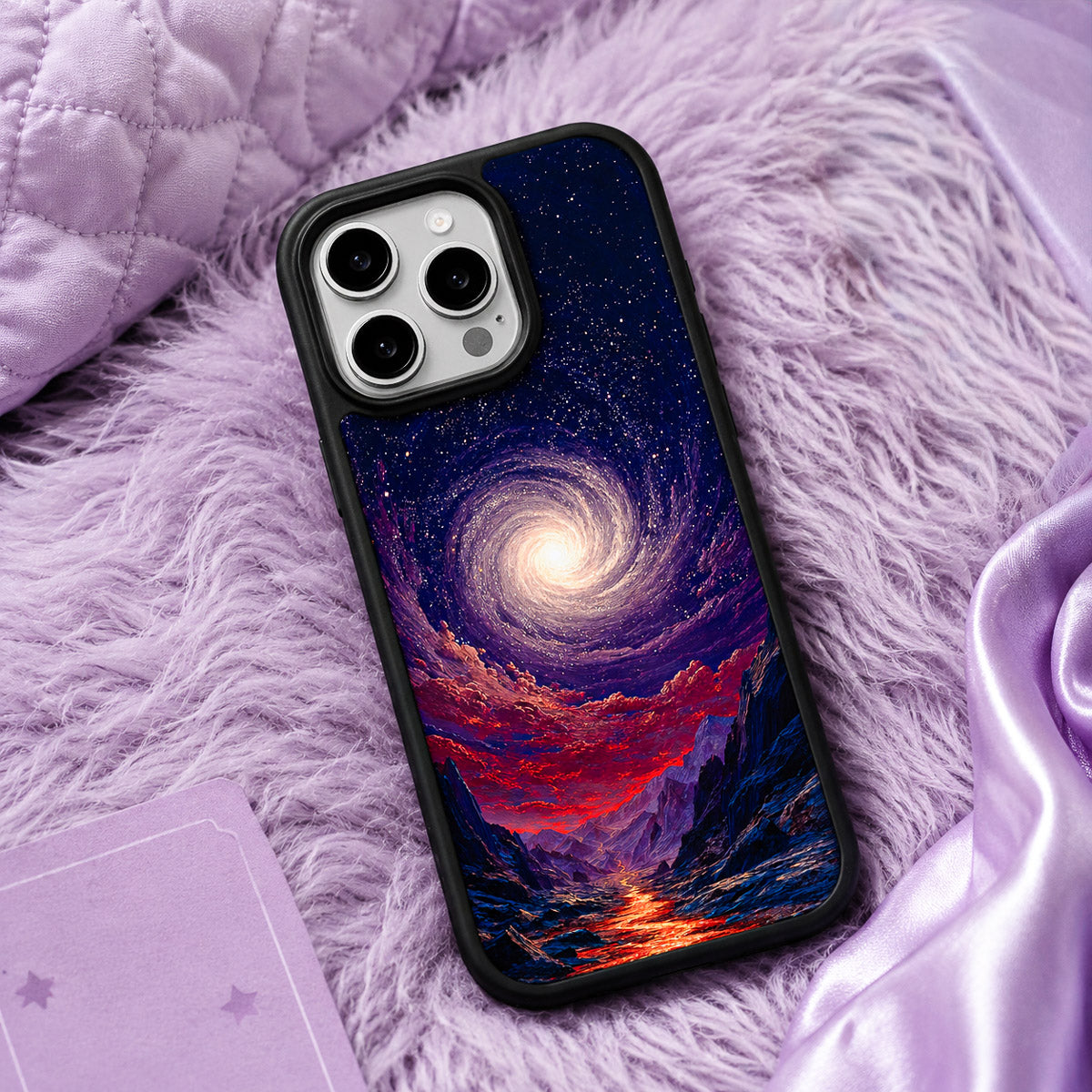 Purple Designer iPhone 15 Pro Case – Cosmic Vortex | MagSafe — view 2