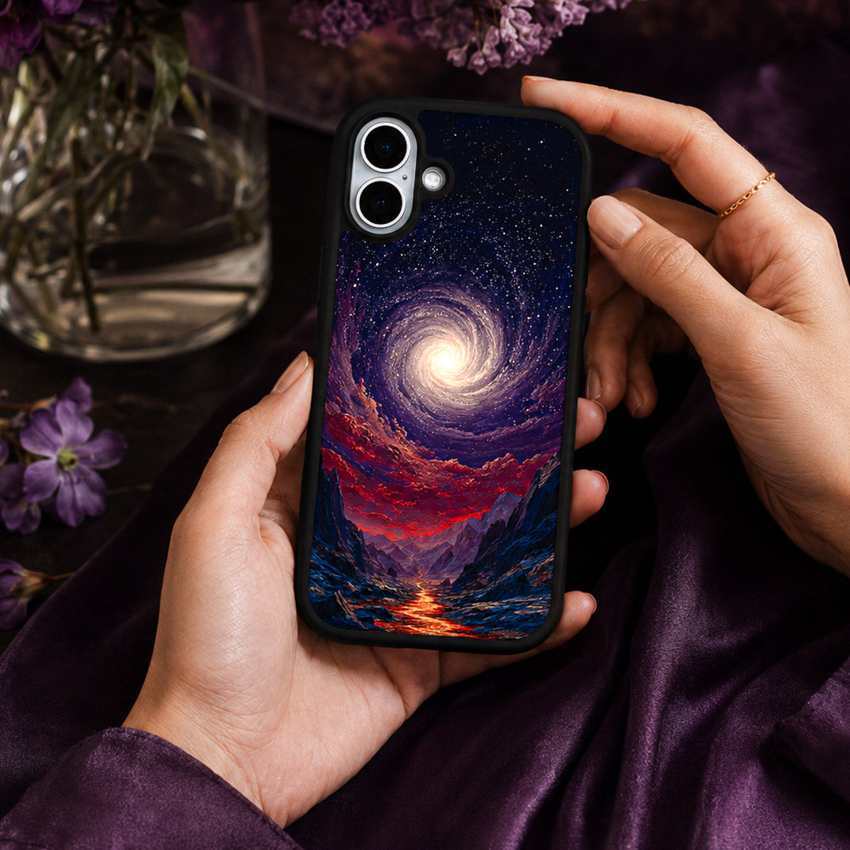Purple Designer iPhone 16 Plus Case – Cosmic Vortex | MagSafe — view 3