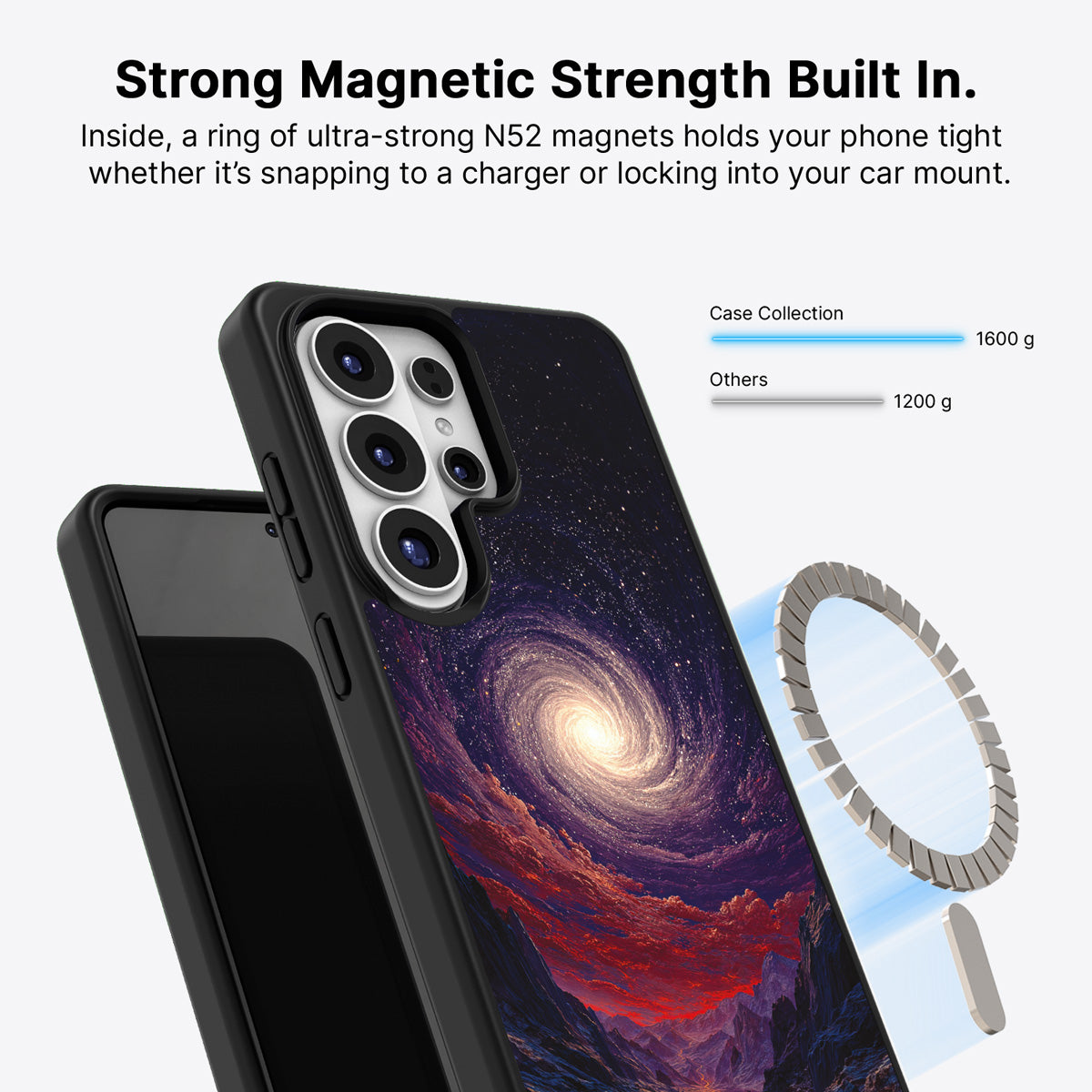 Samsung Galaxy S26 Ultra Qi2 magnetic case with N52 magnets – Cosmic Vortex design