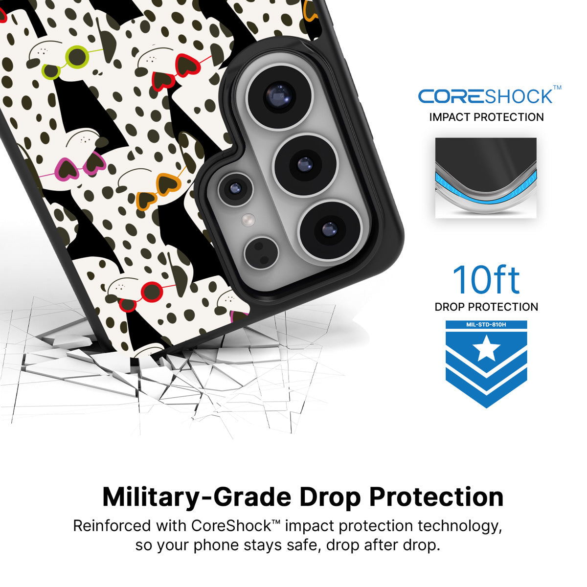 Dalmatian Dog Samsung Galaxy S26 Ultra case with 10ft military-grade drop protection