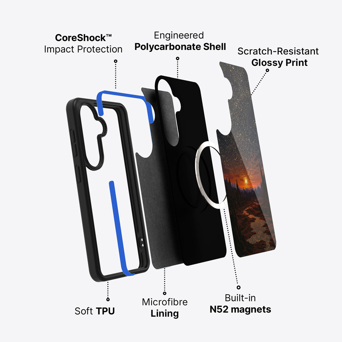 Samsung Galaxy S26 Plus case construction and features – Desert Dusk phone case