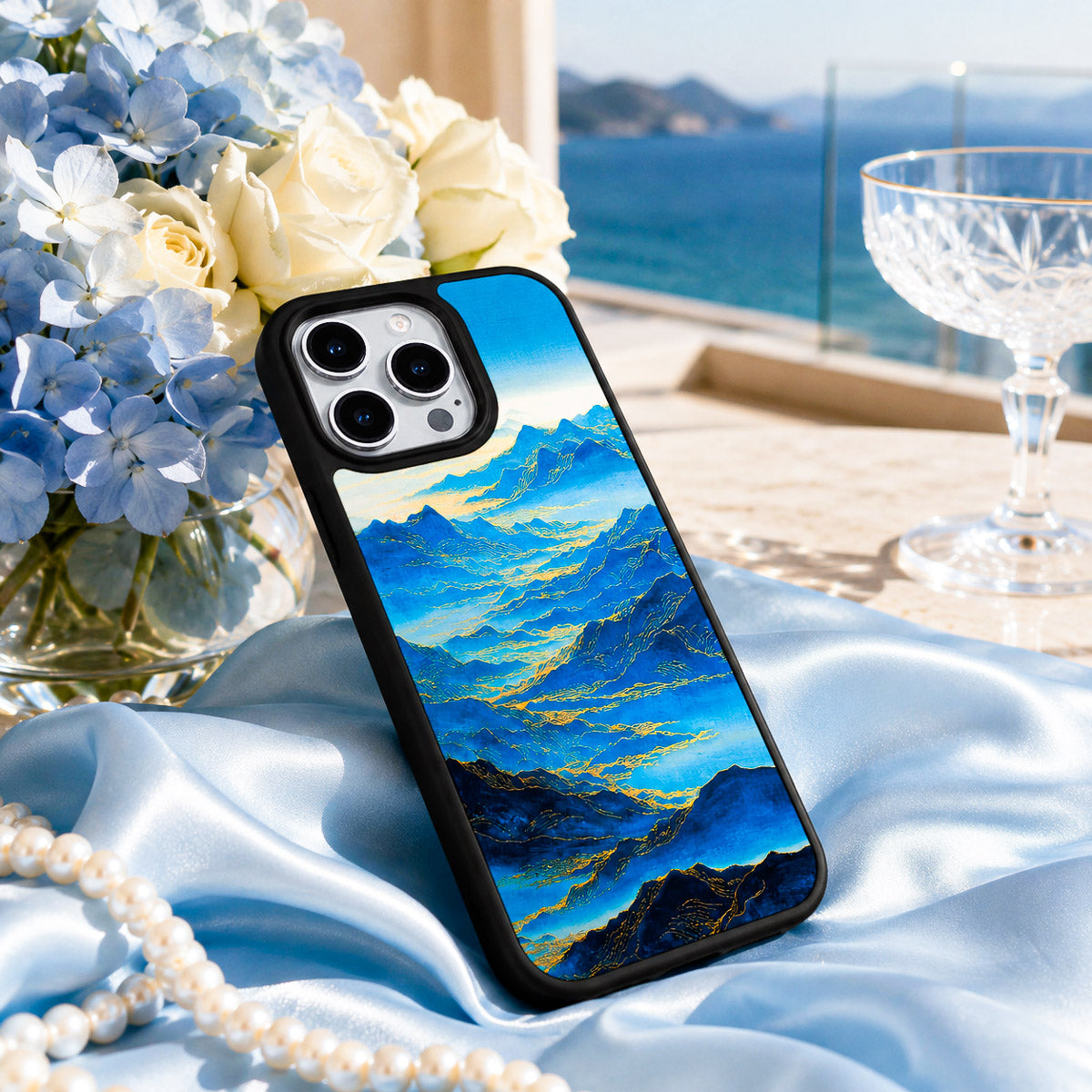 Blue Mountain Designer iPhone 15 Case – Ethereal Dawn | MagSafe