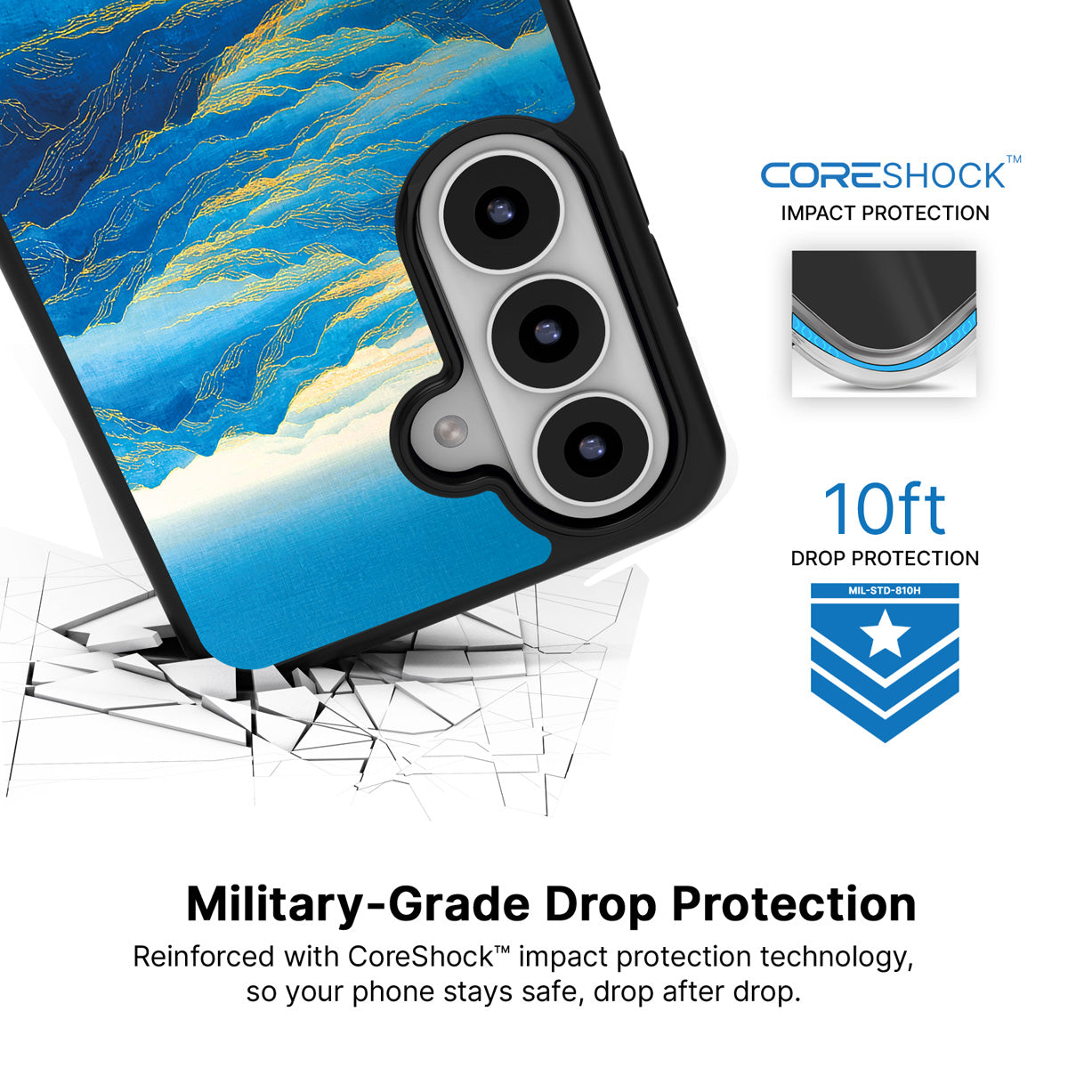 Ethereal Dawn Samsung Galaxy S26 Plus case with 10ft military-grade drop protection