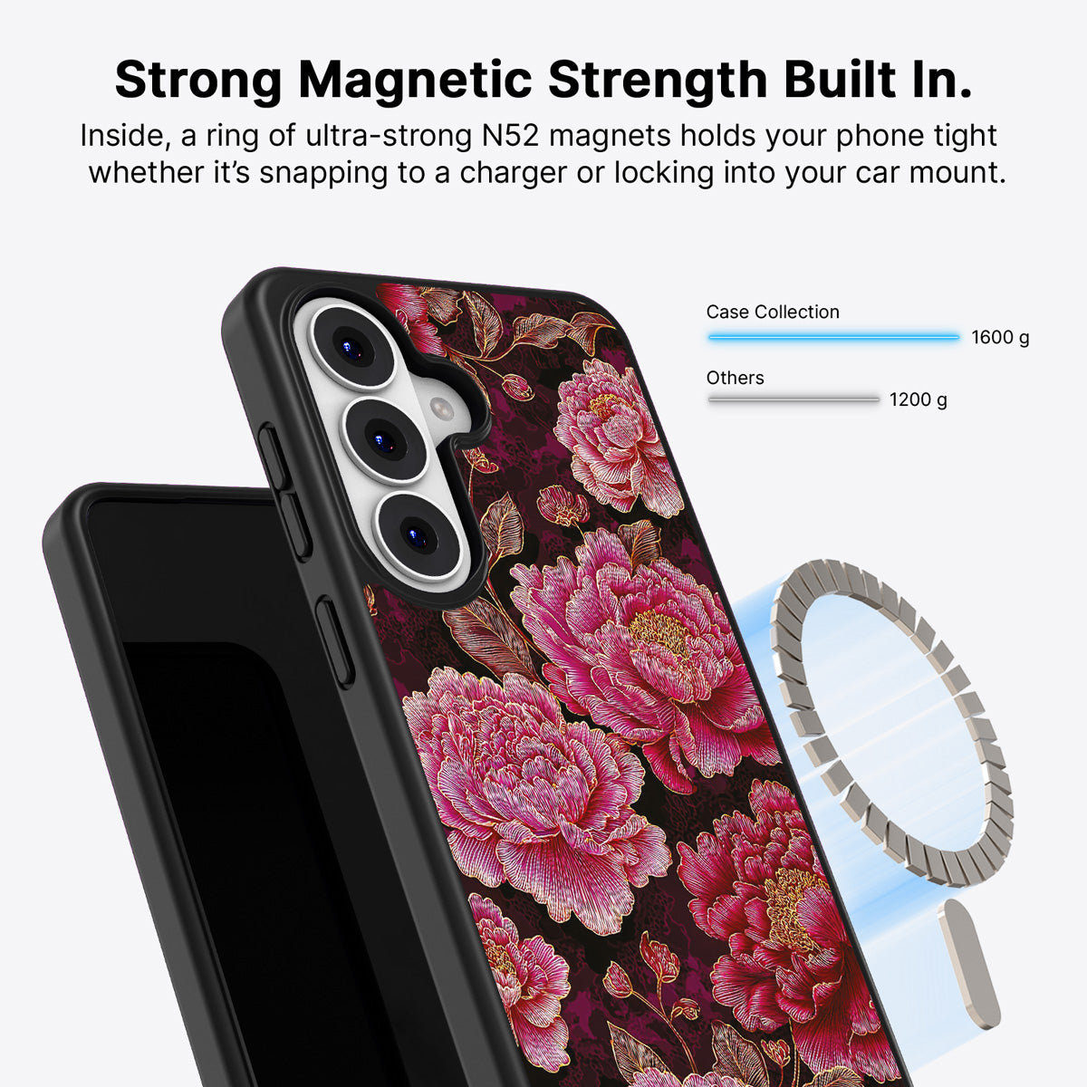 Samsung Galaxy S26 Plus Qi2 magnetic case with N52 magnets – Floral Opulence design