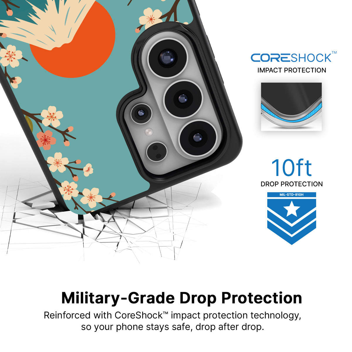 Fuji Cats Samsung Galaxy S26 Ultra case with 10ft military-grade drop protection