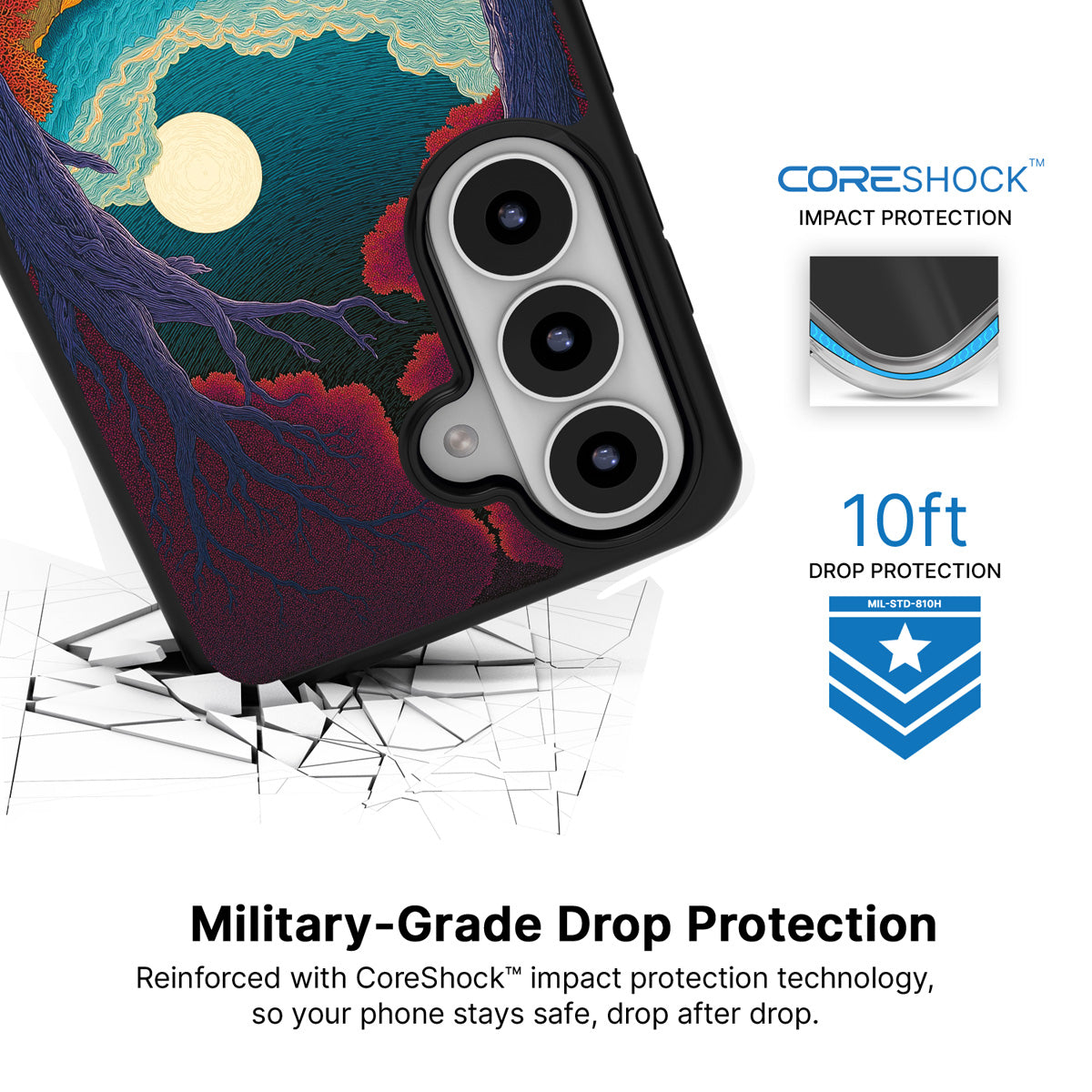 Harvest Moon Samsung Galaxy S26 Plus case with 10ft military-grade drop protection