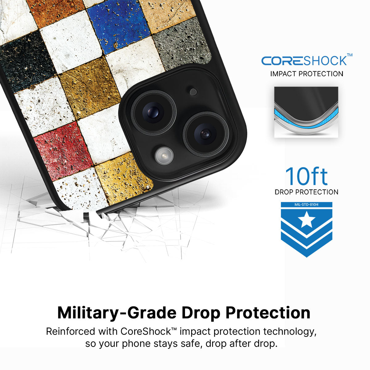 Heritage Mosaic iPhone 13 case with drop protection