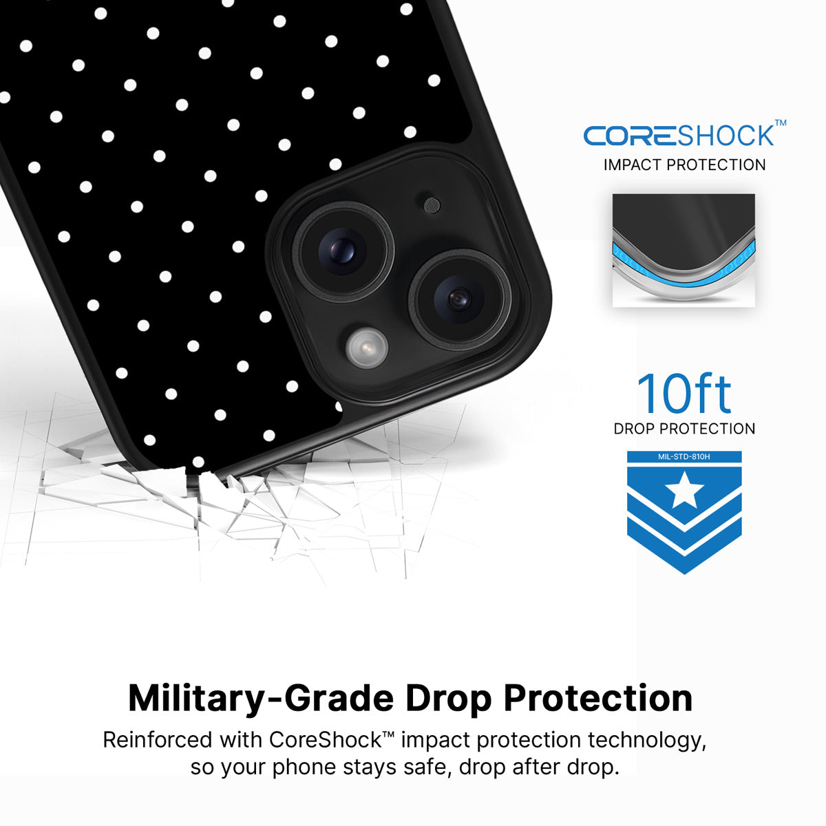 Midnight Confetti iPhone 13 case with drop protection
