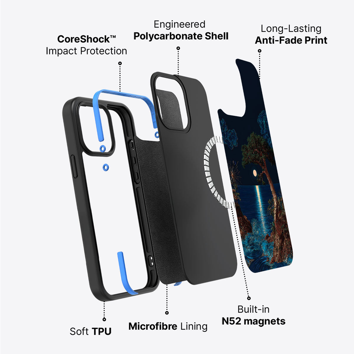 iPhone 13 case construction – Quiet Moon phone case