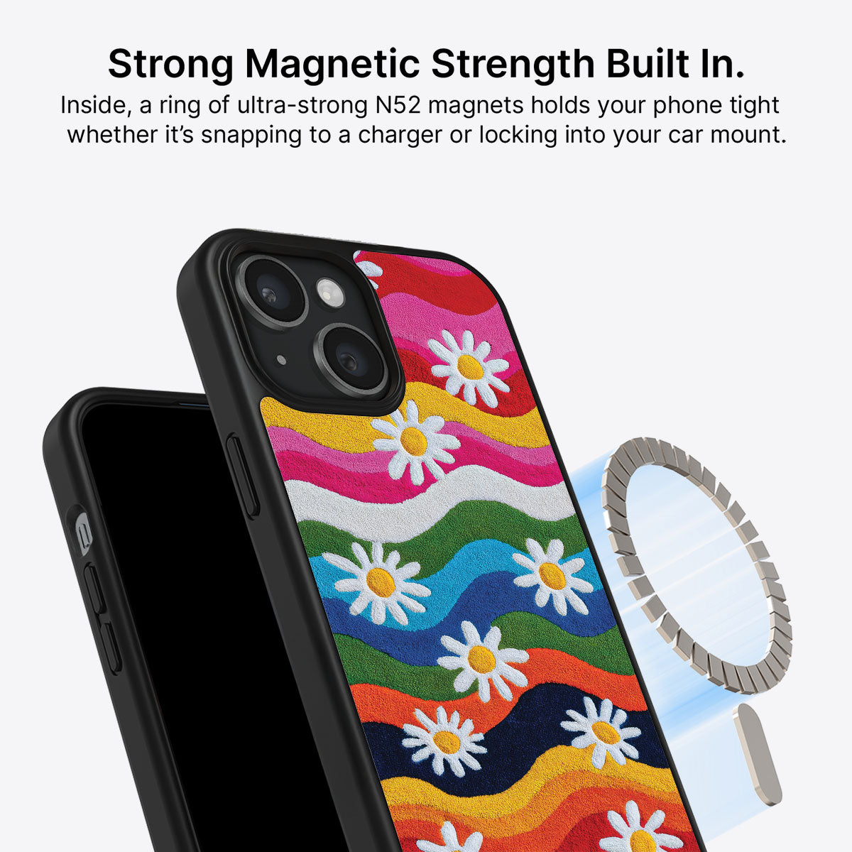 iPhone 13 Case with MagSafe – Rainbow Daisy