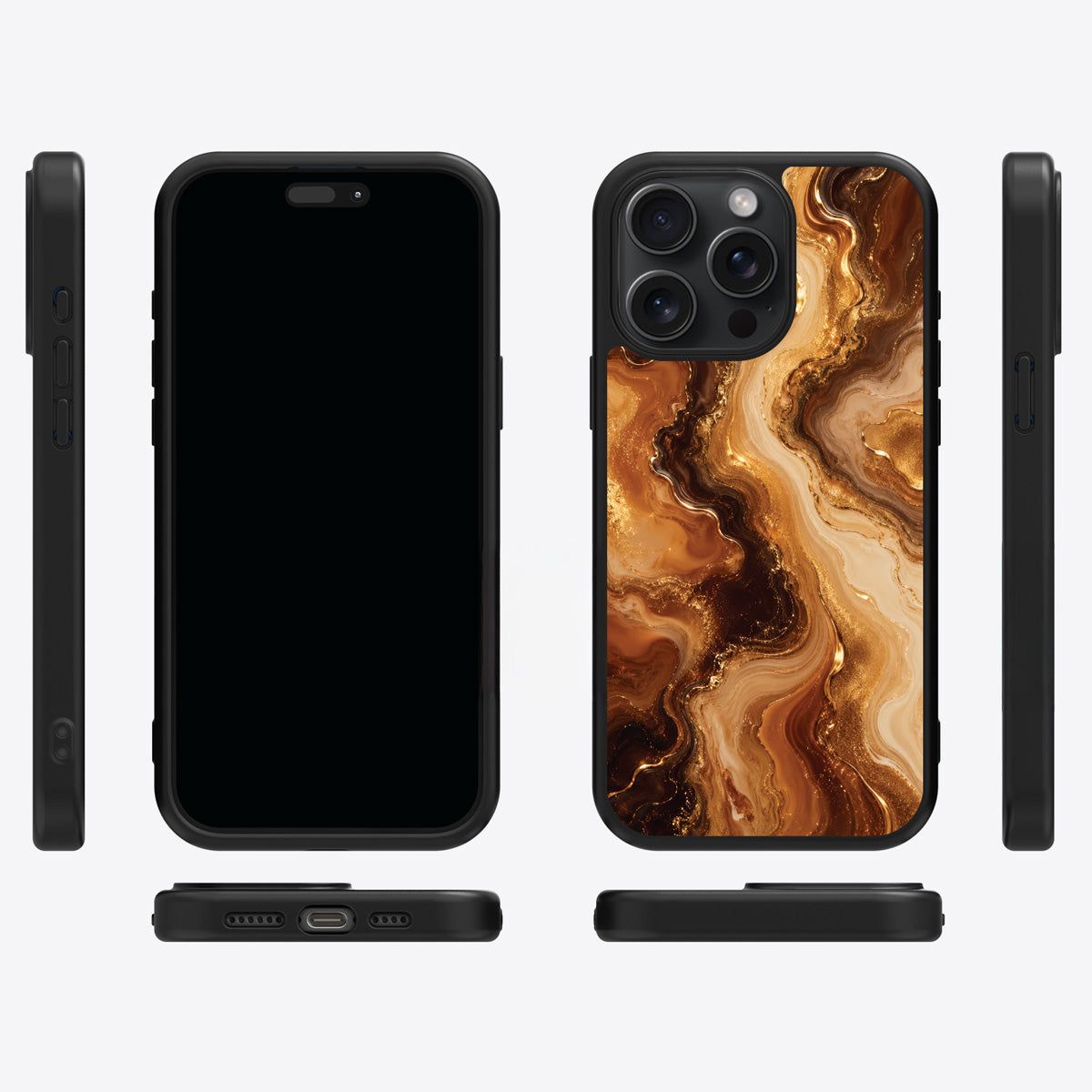 Caramel Swirl iPhone 13 Pro case cover – multi-angle view