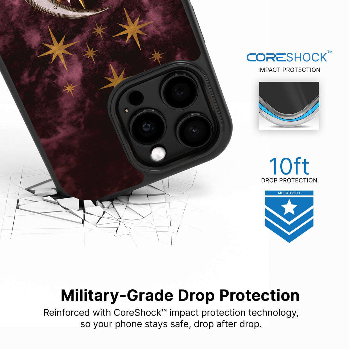 Sun and Moon iPhone 13 Pro case with drop protection