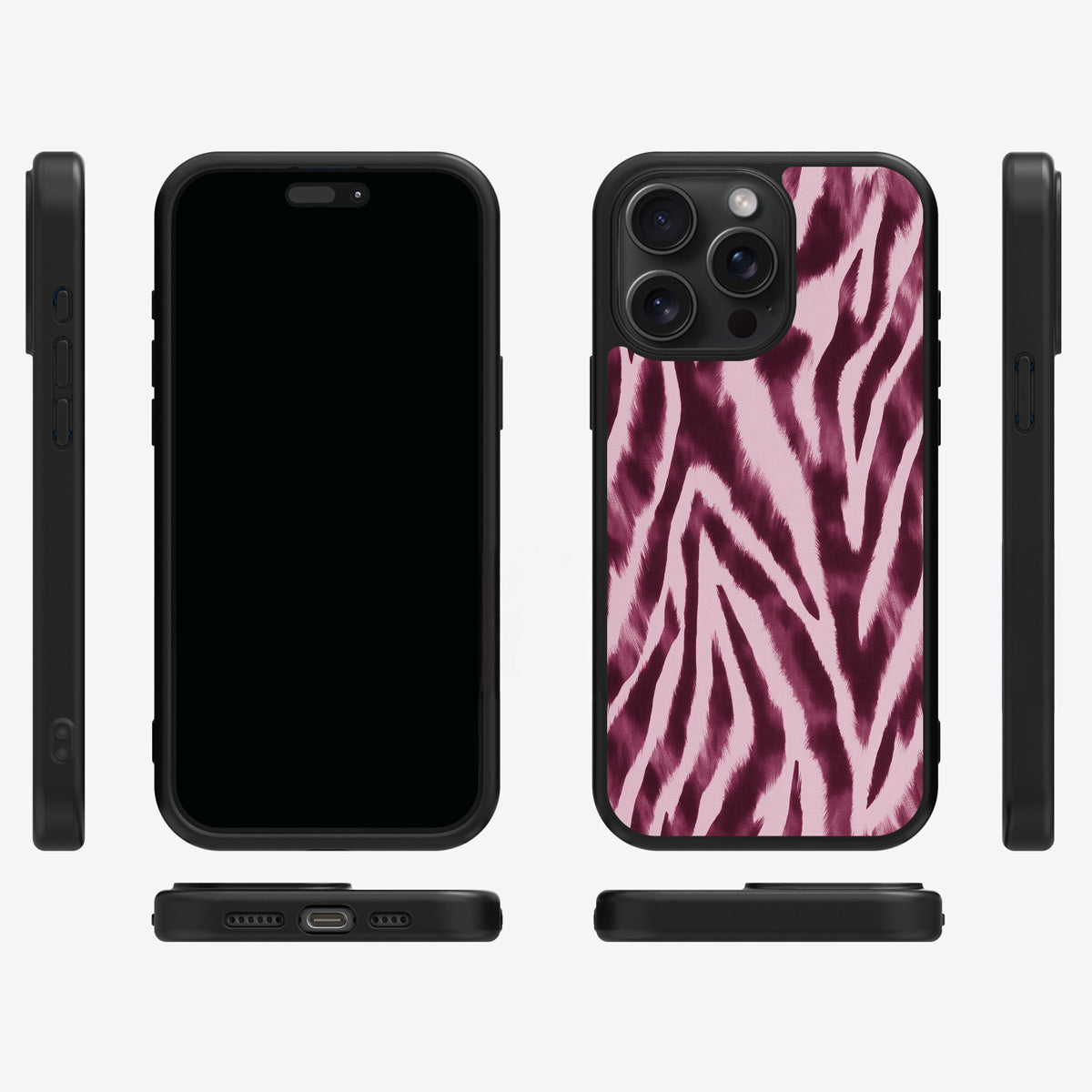 Sangria Zebra iPhone 13 Pro Max case cover – multi-angle view