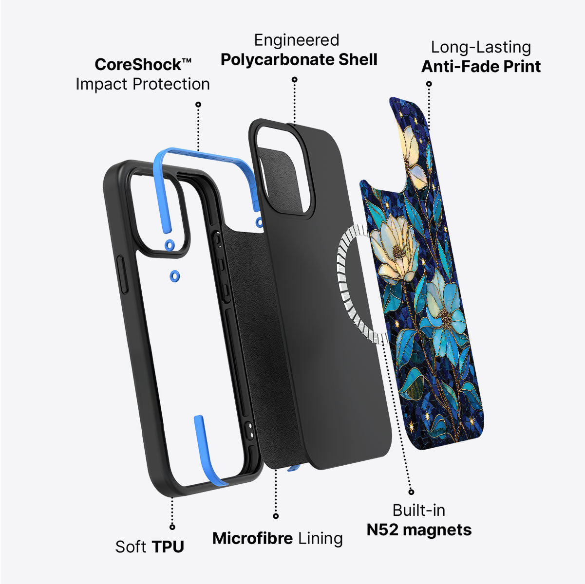iPhone 14 Case with MagSafe – Midnight Magnolia