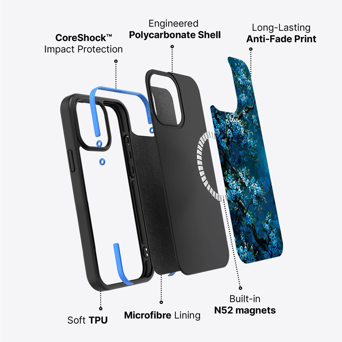 Moonlit Petals - iPhone 14 Case #case type_core (magsafe)