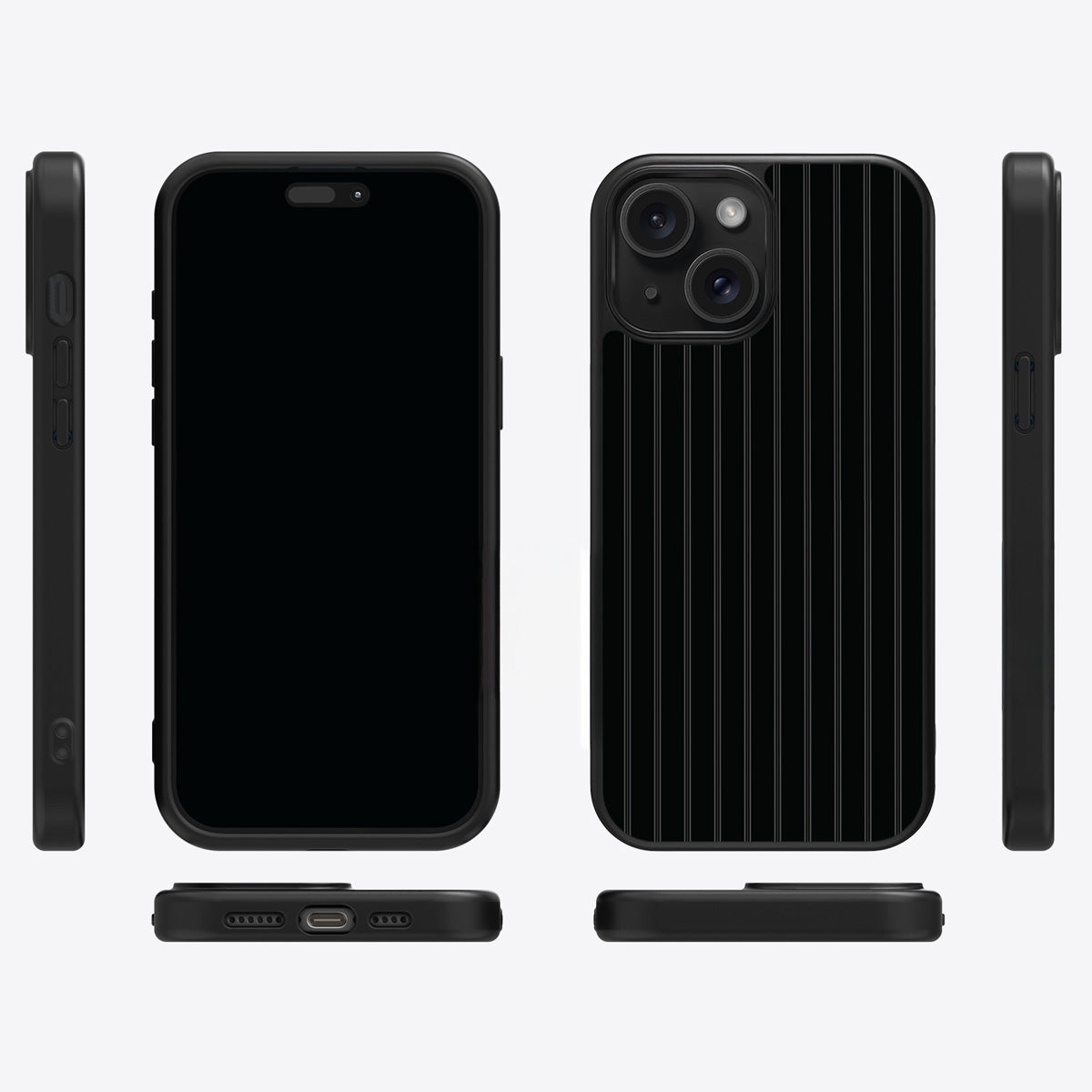 Onyx Pinstripe iPhone 14 case cover – multi-angle view