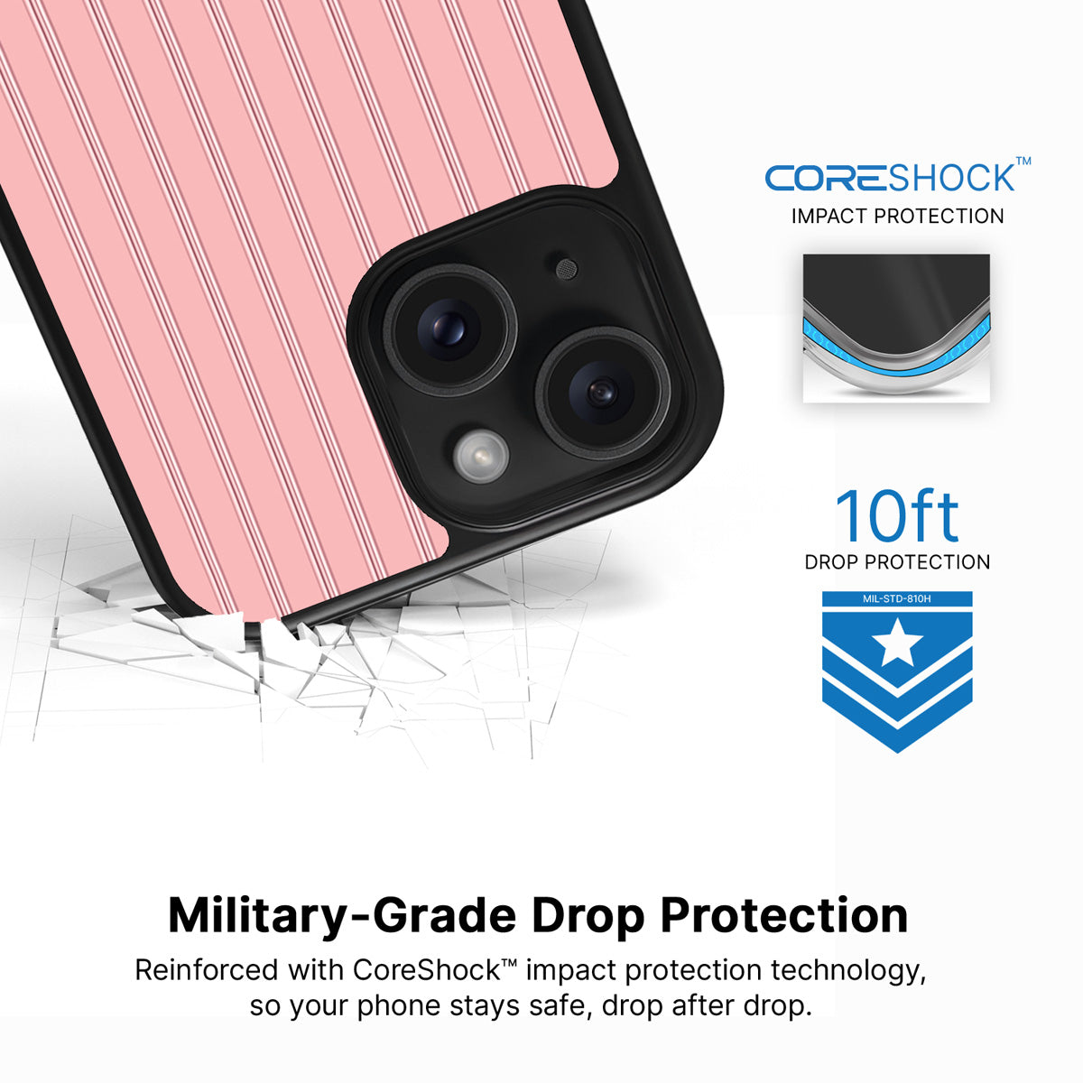 Sorbet Pinstripe iPhone 14 case with drop protection