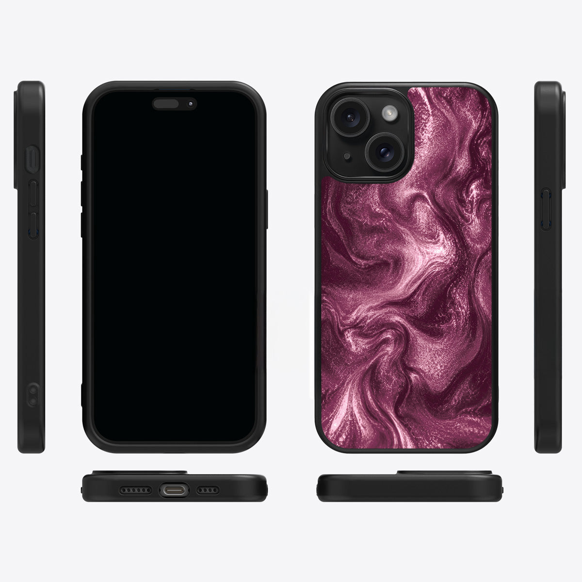 Wine Shimmer iPhone 14 case cover – multi-angle view