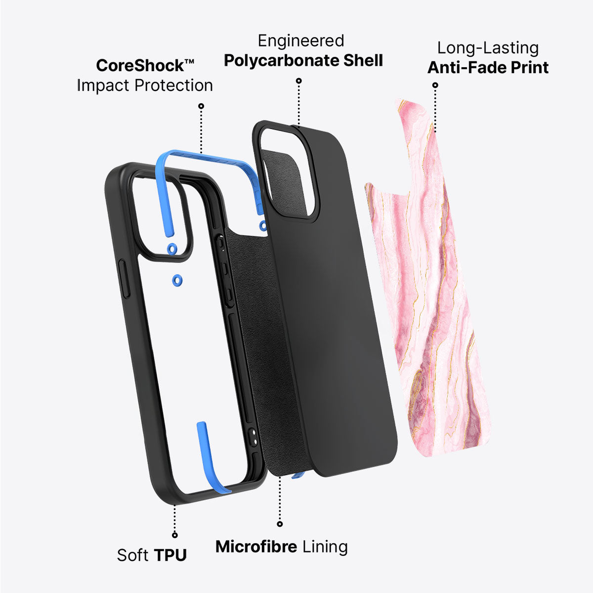 Blushed Marble - iPhone 14 Plus Case, #case type_core (non magsafe)