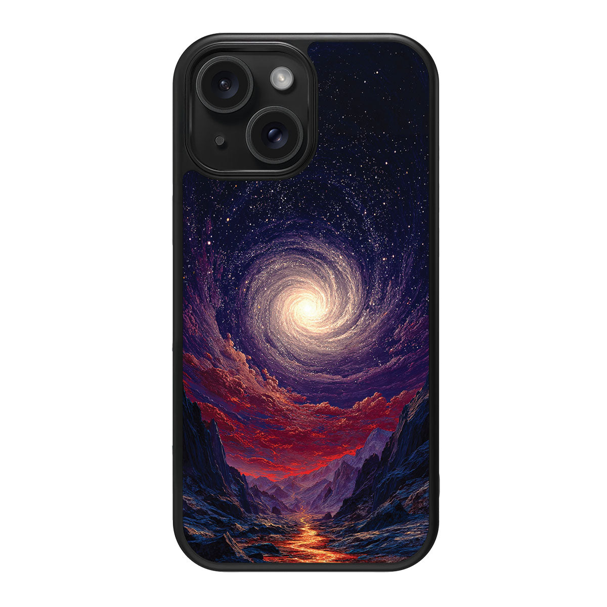 Cosmic Vortex design back view – iPhone 14 Plus case