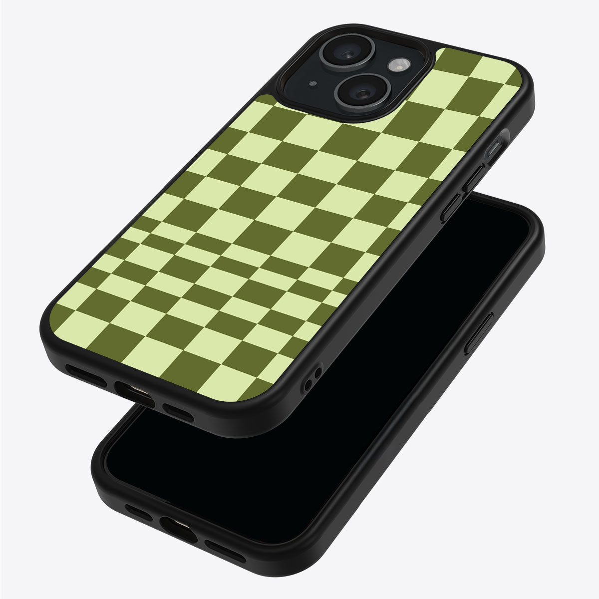 Olive Meadow iPhone 14 Plus case – back and side view