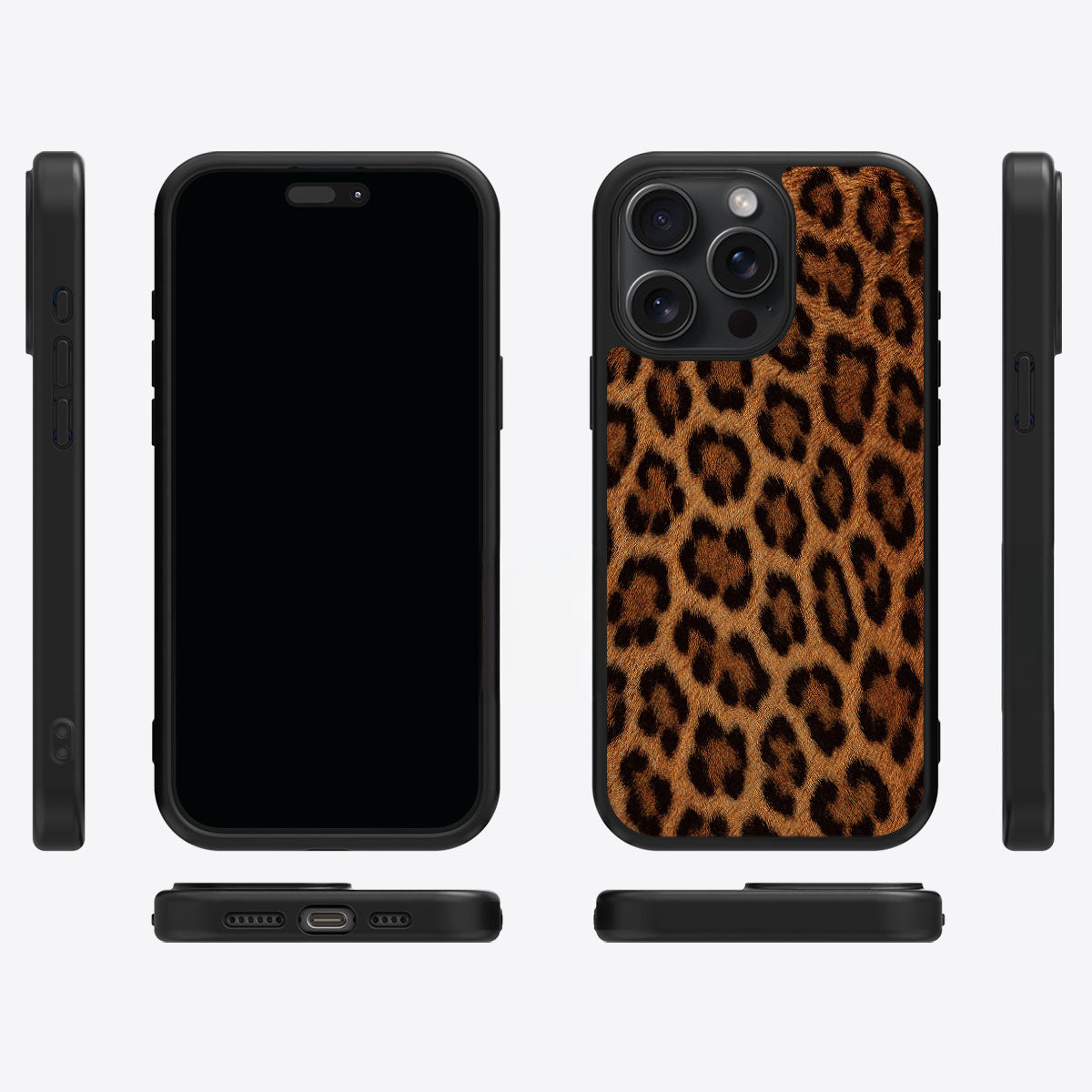 Classic Leopard iPhone 14 Pro case cover – multi-angle view