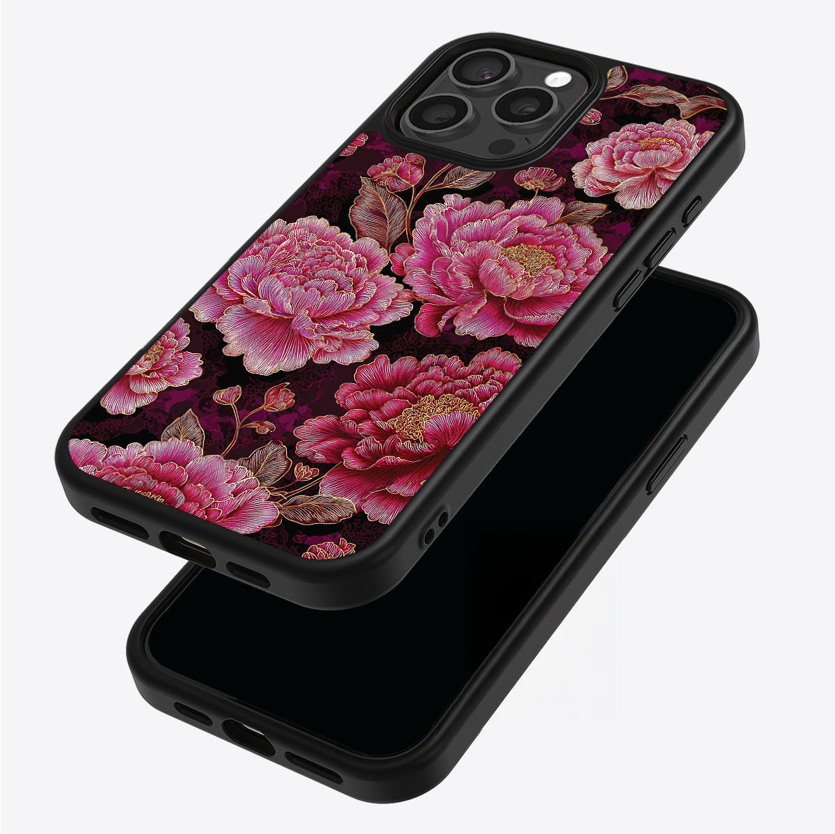 Floral Opulence iPhone 14 Pro case – back and side view