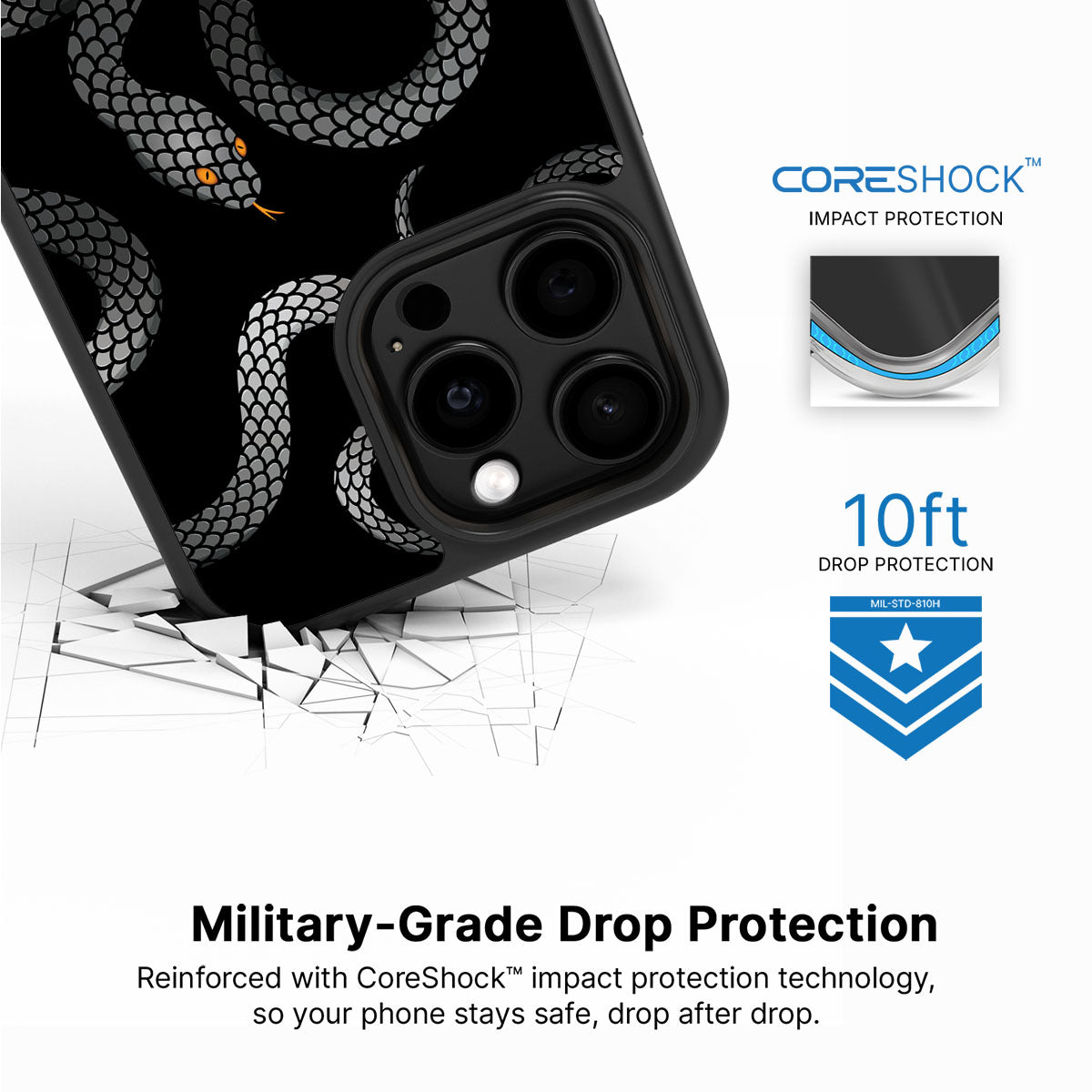 Noir Serpent - iPhone 14 Pro Case #case type_core (magsafe), #case type_core (non magsafe)