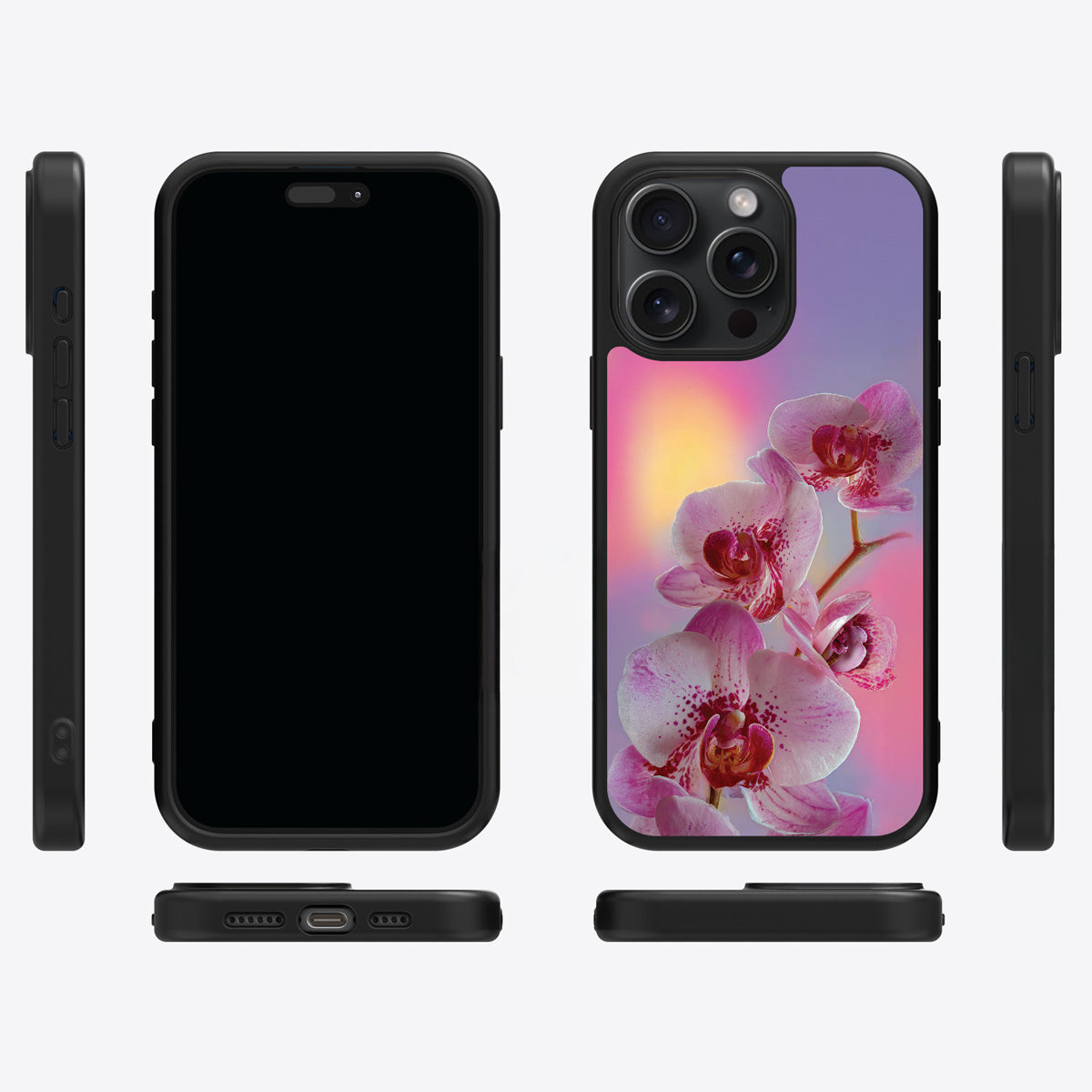 Orchid Dream iPhone 14 Pro case cover – multi-angle view