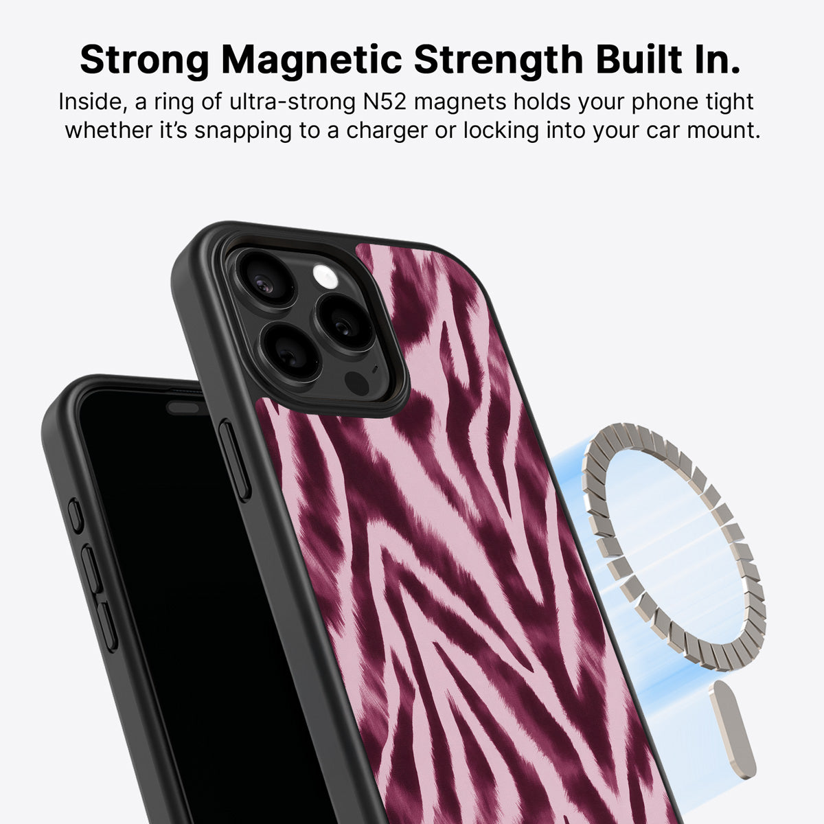 iPhone 14 Pro MagSafe case – Sangria Zebra design