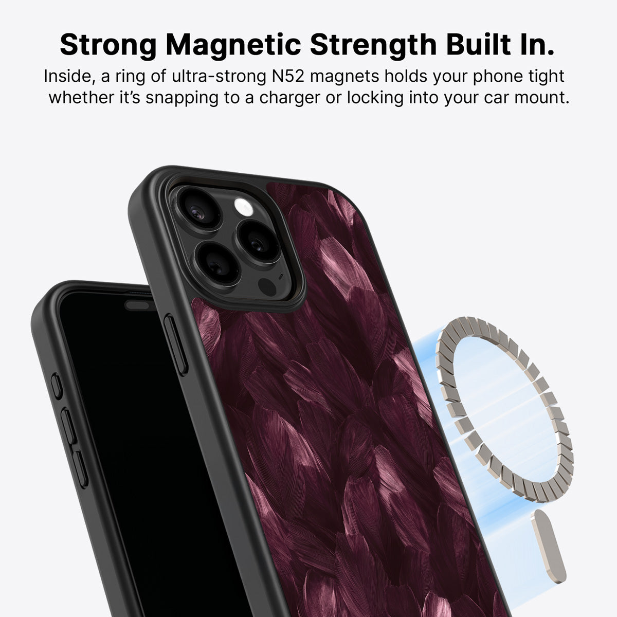 iPhone 14 Pro MagSafe case – Wine Plumage design
