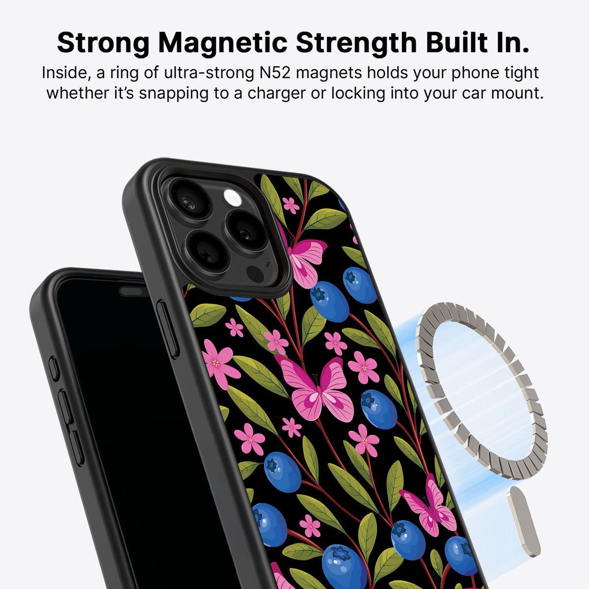 Blueberry Butterflies - iPhone 14 Pro Max Case #case type_core (magsafe)