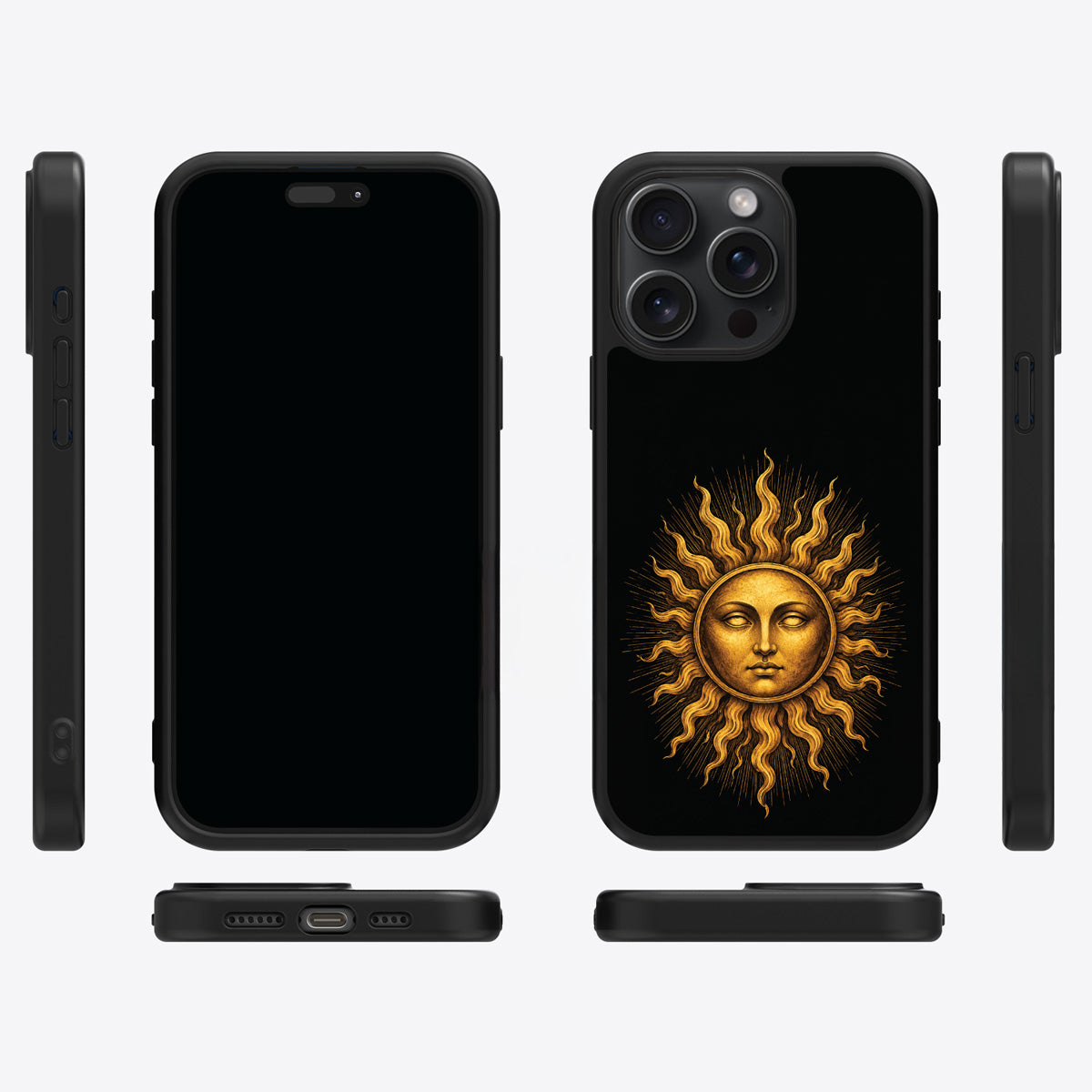 Celestial Sun iPhone 14 Pro Max case cover – multi-angle view