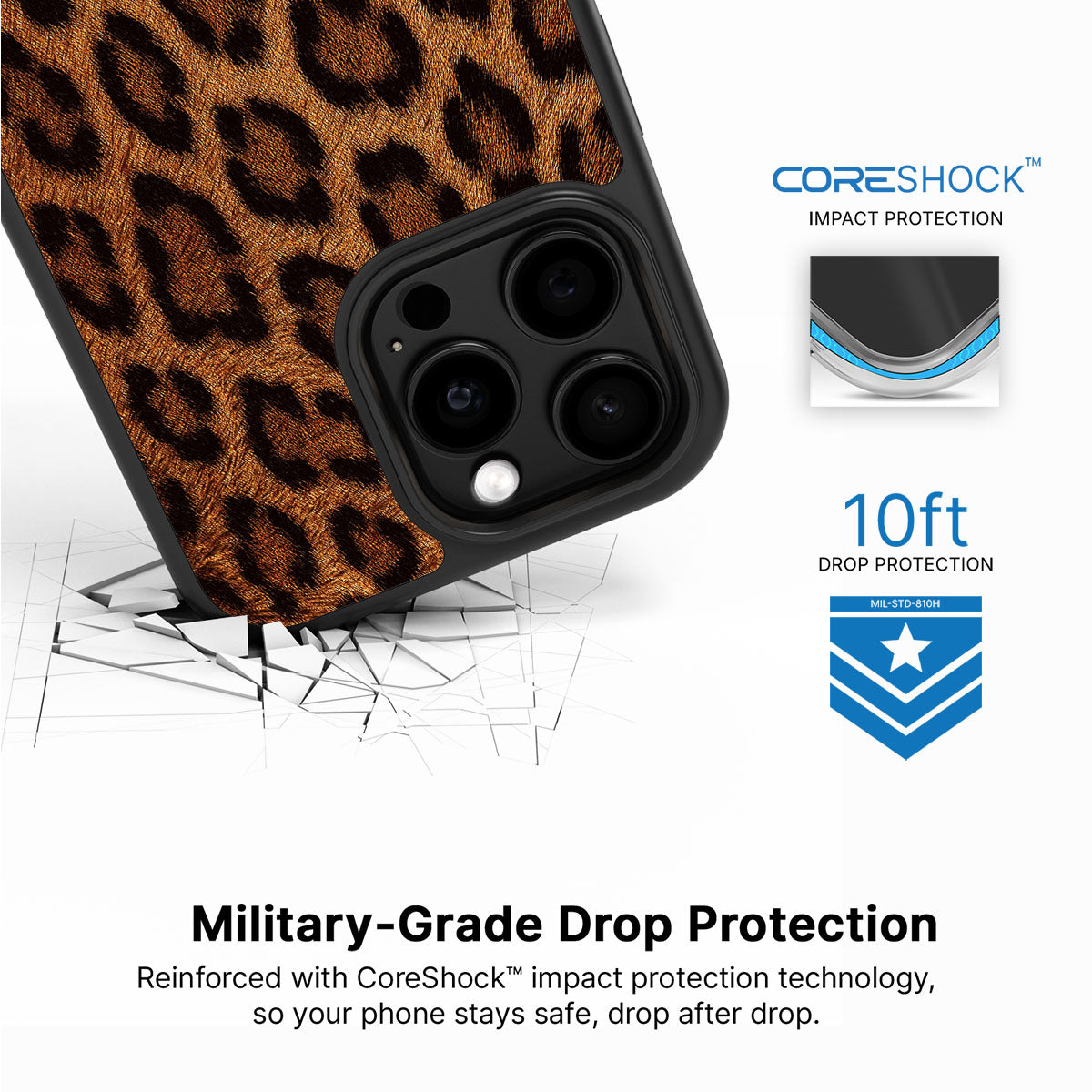 Classic Leopard iPhone 14 Pro Max case with drop protection