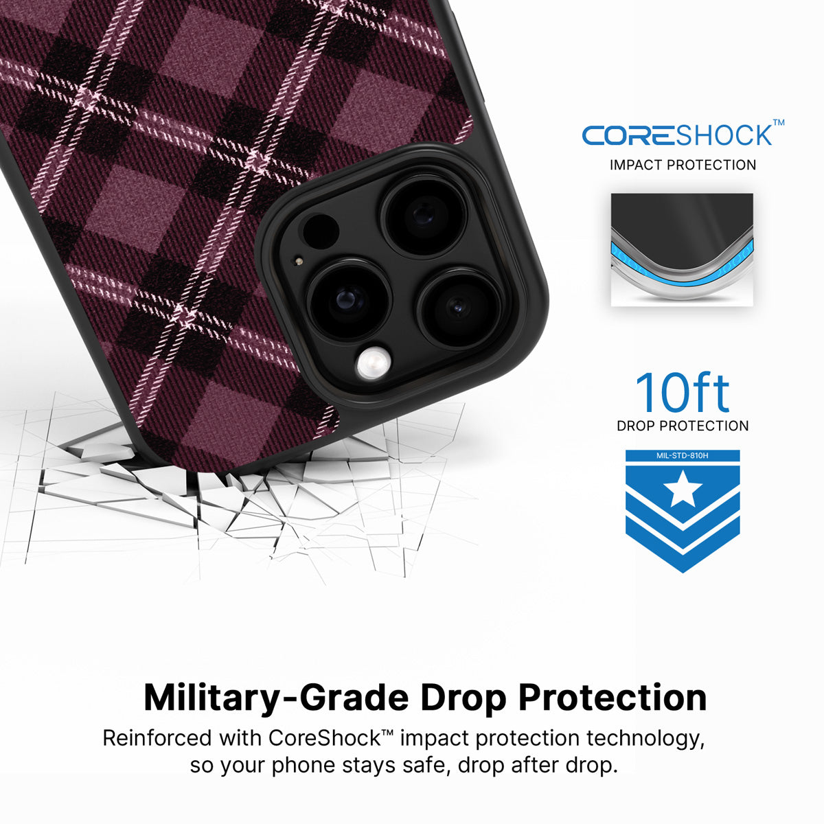 Merlot Weave iPhone 14 Pro Max case with drop protection