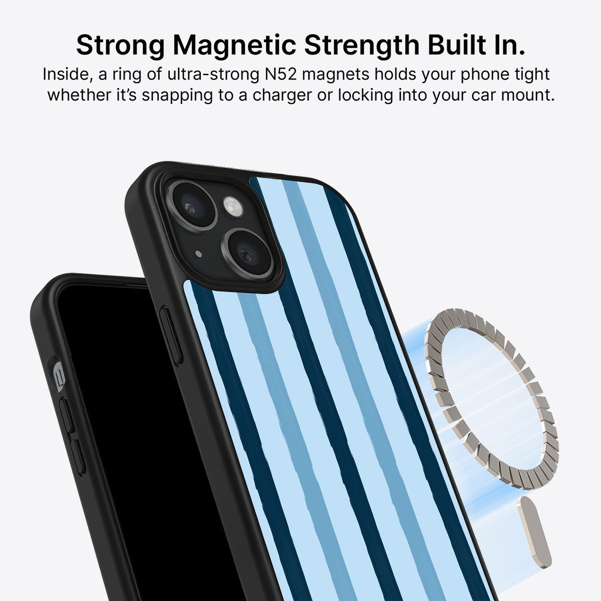 Blue Watercolor Stripes - iPhone 15 Case #case type_core (magsafe)