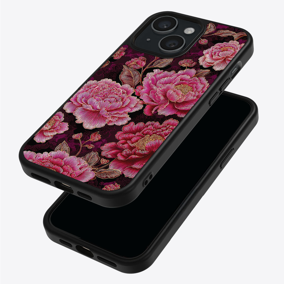 Floral Opulence iPhone 15 case – back and side view