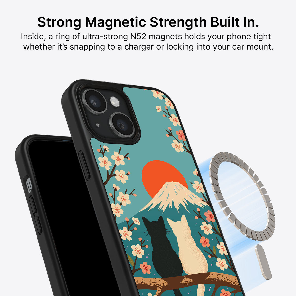 iPhone 15 MagSafe case – Fuji Cats design